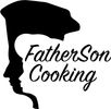 Silhouette logo of a father and son with cooking theme.