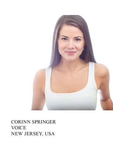 Portrait of a smiling woman with long brown hair in a white tank top.
