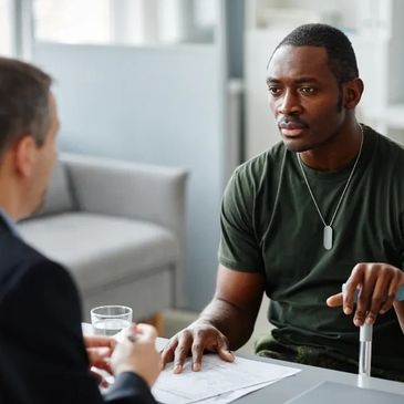 Two people discussing with each other