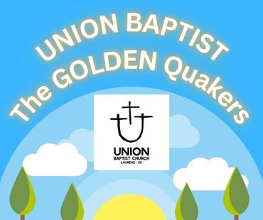 Union Baptist Church logo with trees and sky background.