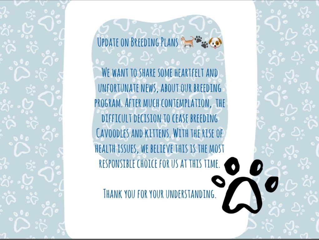 We want to share some heartfelt and unfortunate news, about our breeding program.