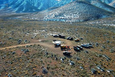 Drone photo snow mountain desert