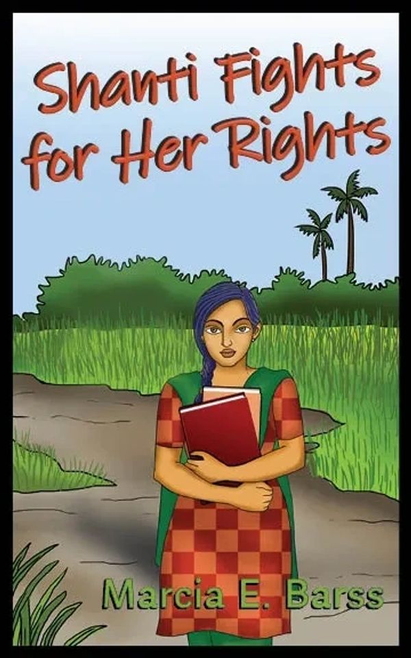 Book cover showing a woman holding a book in a rural setting.