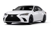 White Lexus luxury sedan with sleek design and black wheels.