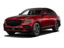 A sleek red luxury SUV with modern design features.