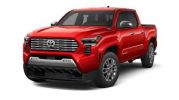 Red Toyota pickup truck with modern design.