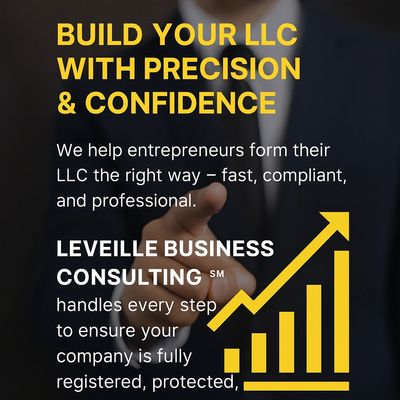 Professional black-and-gold LEVEILLE BUSINESS CONSULTING 