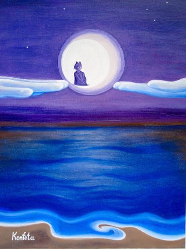 Cat-Girl-Moon (zoom in!)
Acrylics on canvas board 