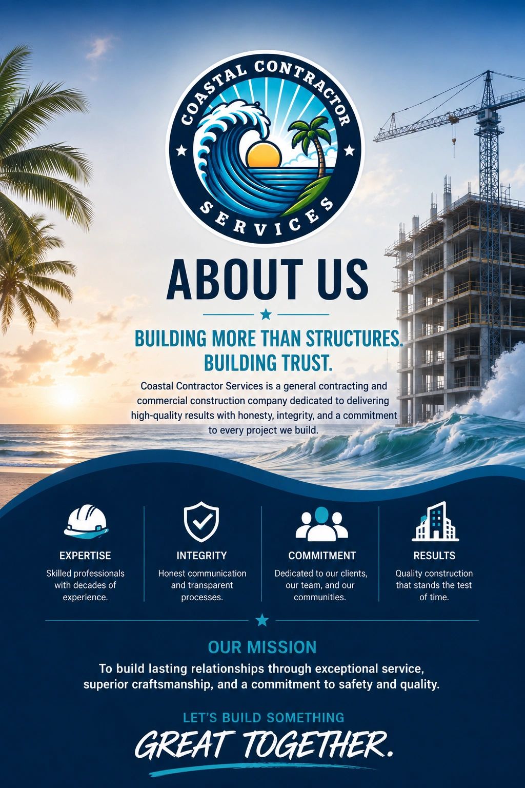 Coastal Contractor Services emphasizes trust and quality in construction.