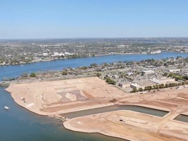 Aerial view of excavated land near Lake Granbury, Texas. 