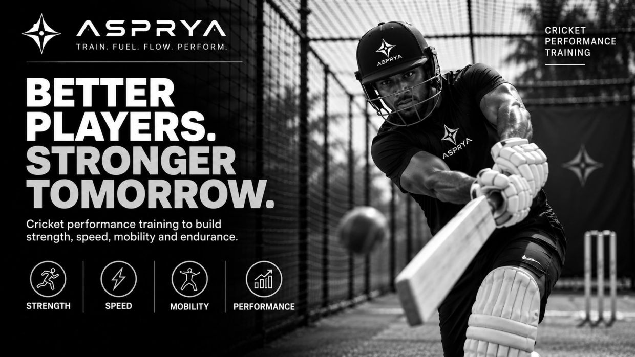 Cricket player training to improve strength, speed, mobility, and performance.