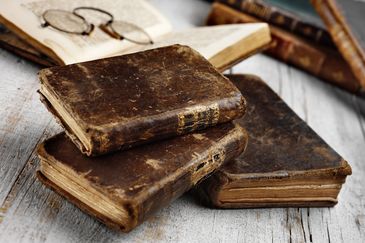 Old books piled up