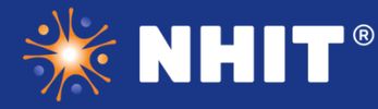 NHIT logo with an abstract star and human figures on blue.