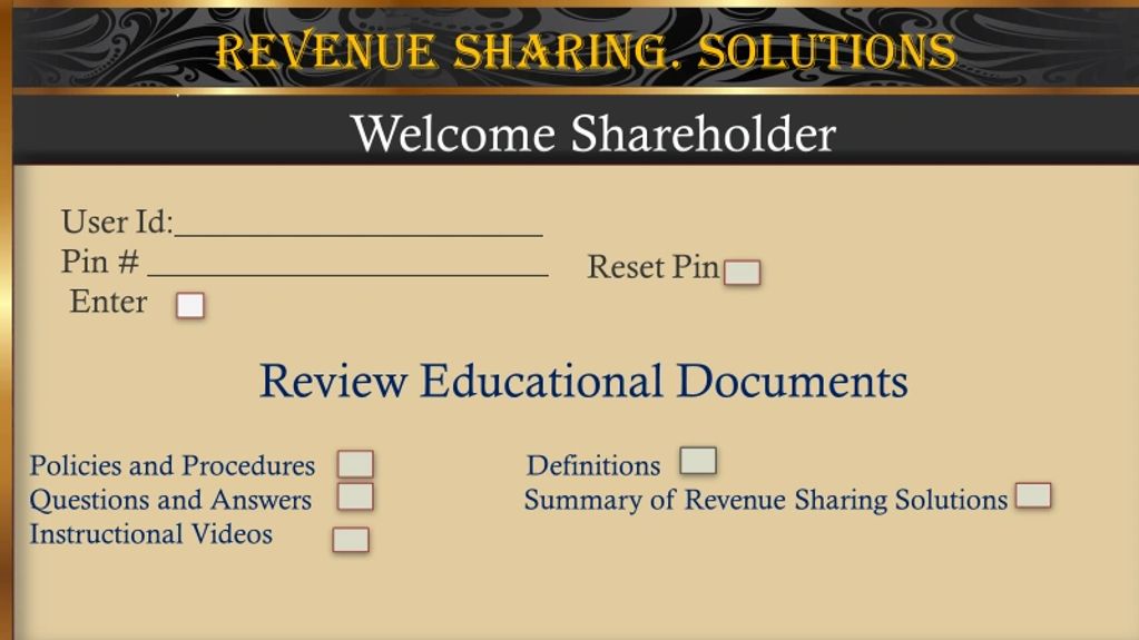 Shareholder Welcome page.