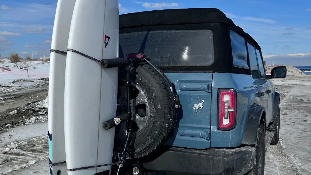 Rear Mounted Over The Tire Surfboard Rack - Surf Board Rack for SUVs ...