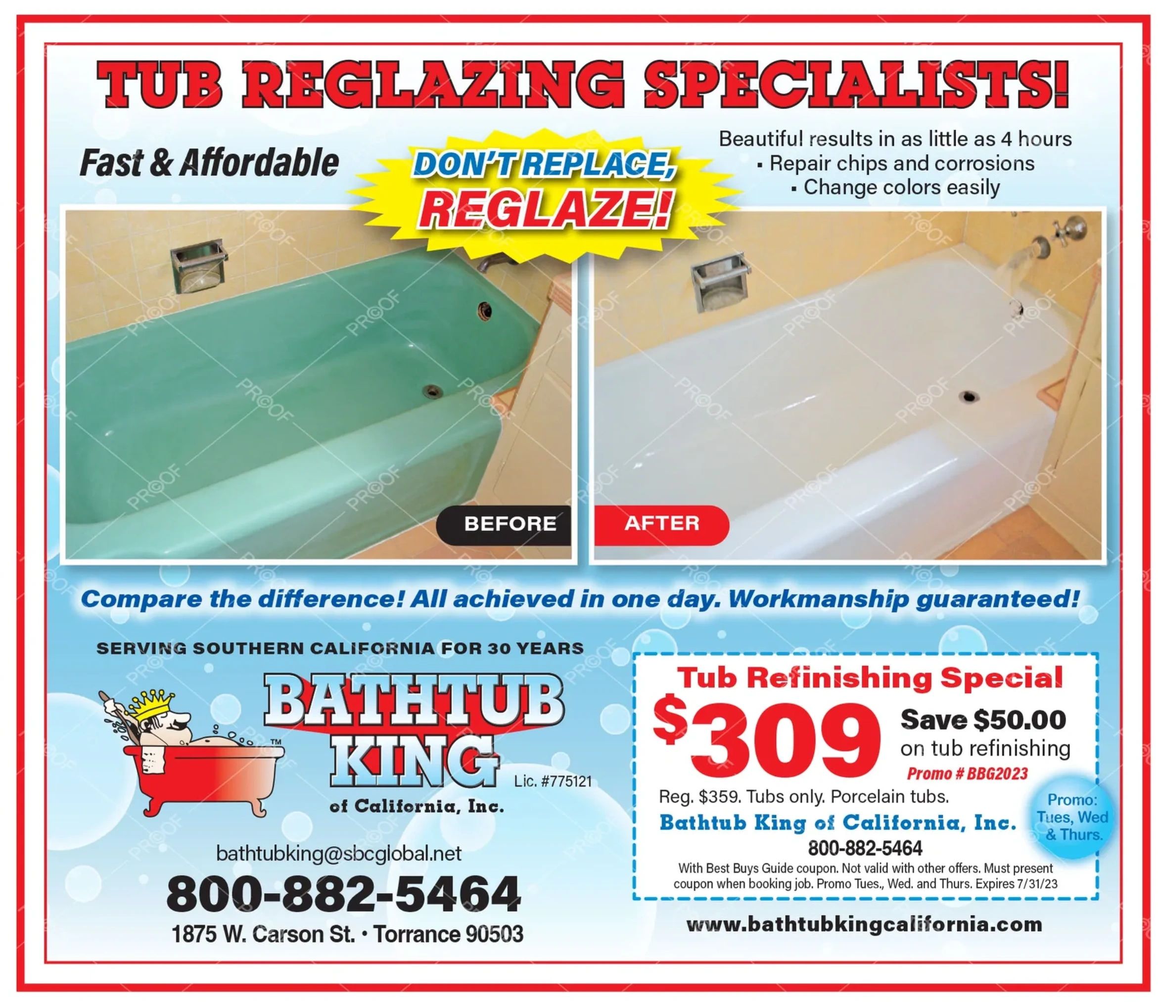 Bathtub King Specials