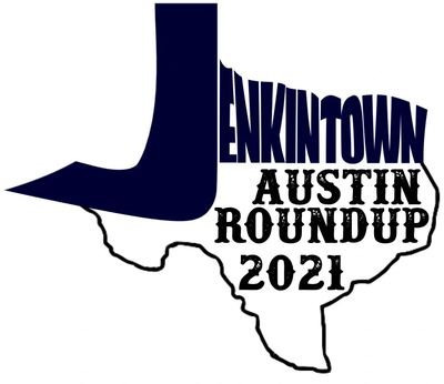 Logo of Jenkintown Austin Roundup 2021 with Texas state outline and large J.
