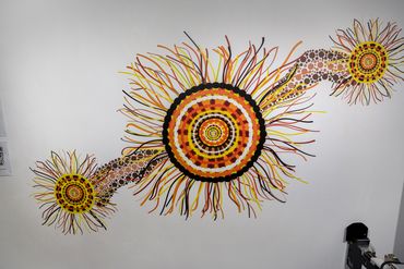 Wall artwork designed by Aboriginal Digital artist Kourt. 