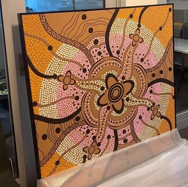 Contemporary aboriginal artwork designed by Kourt. RMIT University Artwork. 