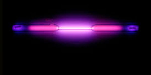 Liquid Argon laboratory tube which shows the color of Argon in its gaseous state.