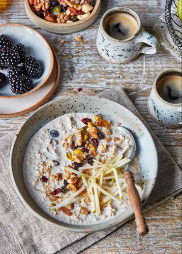 Porridge, Bircher, breakfast, coffee