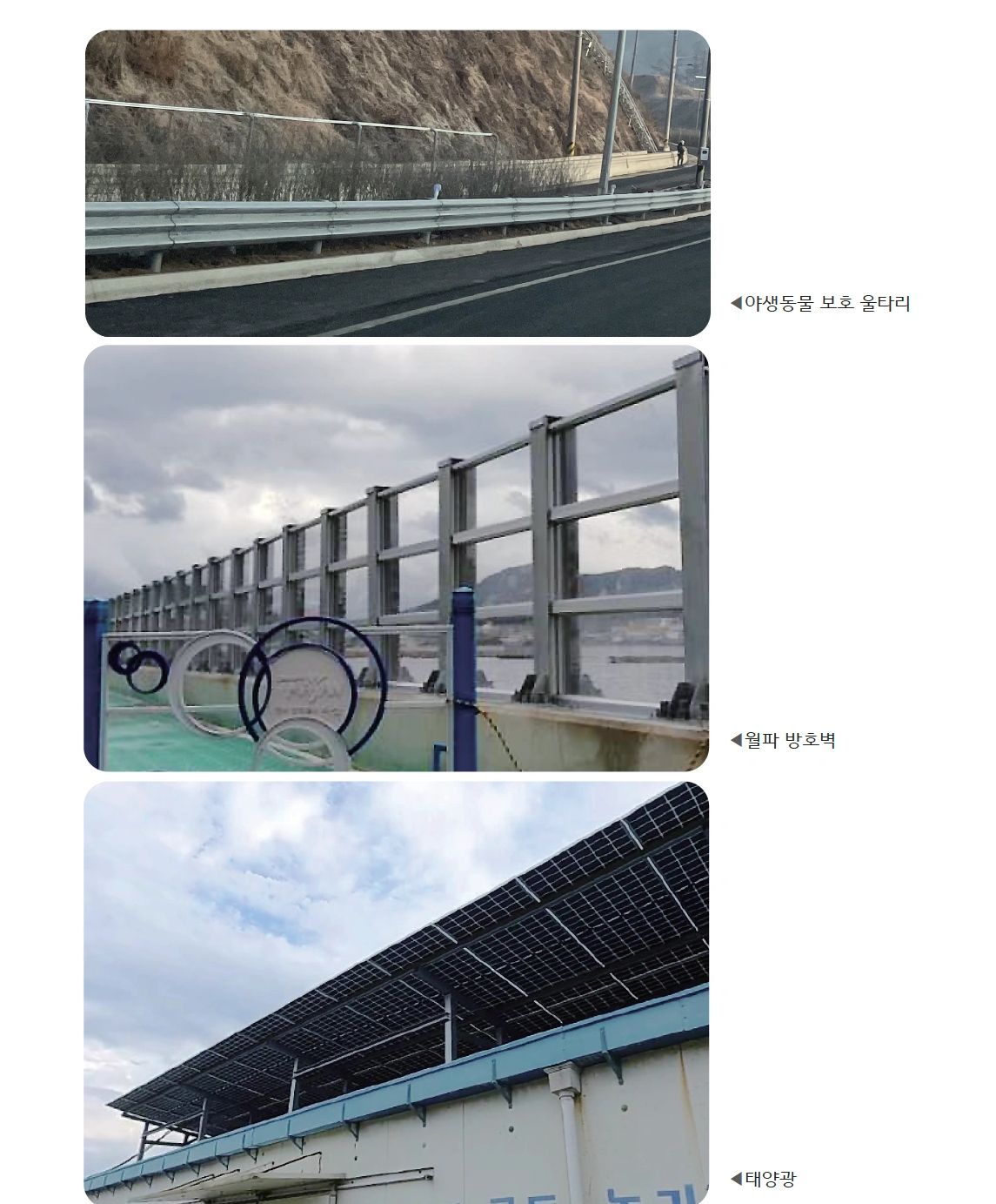 야생동물 보호 울타리, 월파 방호벽, 태양광