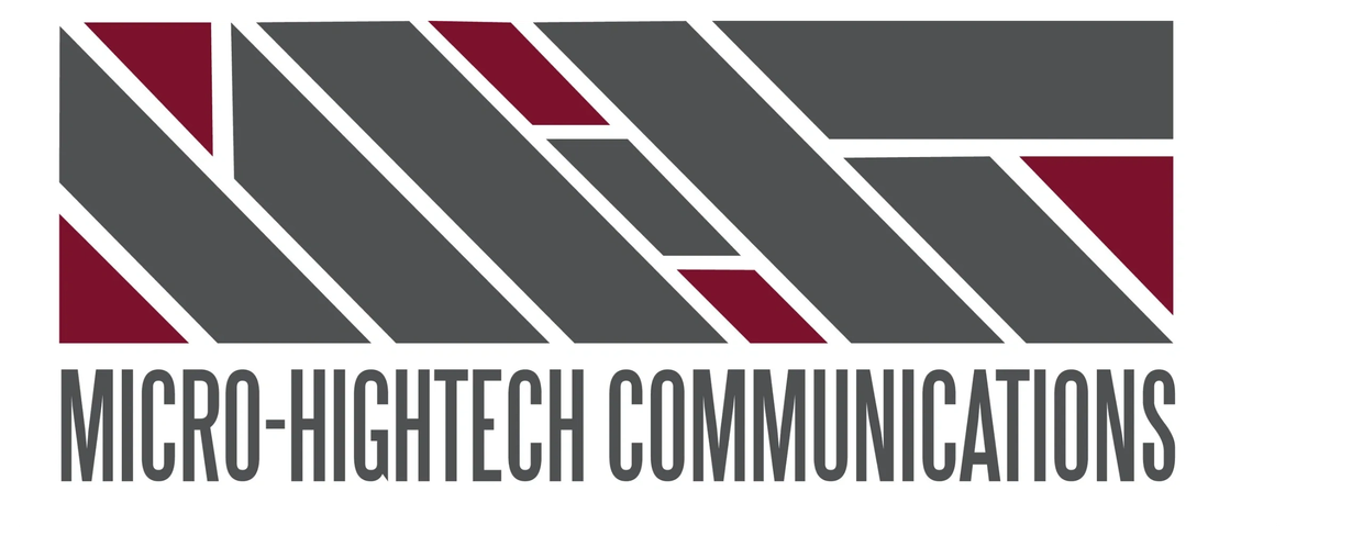 Logo of Micro-Hightech Communications with geometric design.