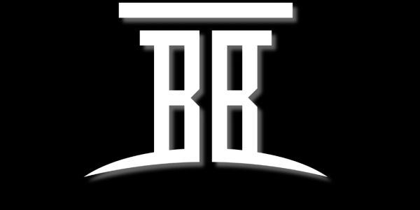 Stylized white double 'B' logo on a black background with a horizontal bar and curved underline.