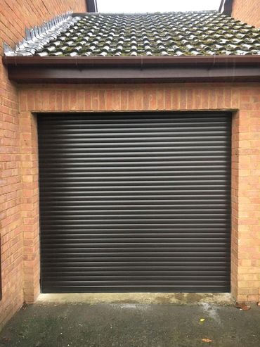 Brown roller garage door