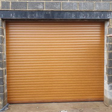 Golden Oak roller garage door