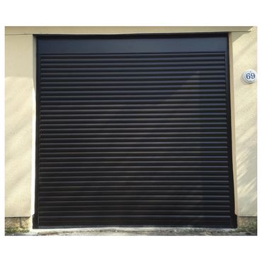 Black roller garage door