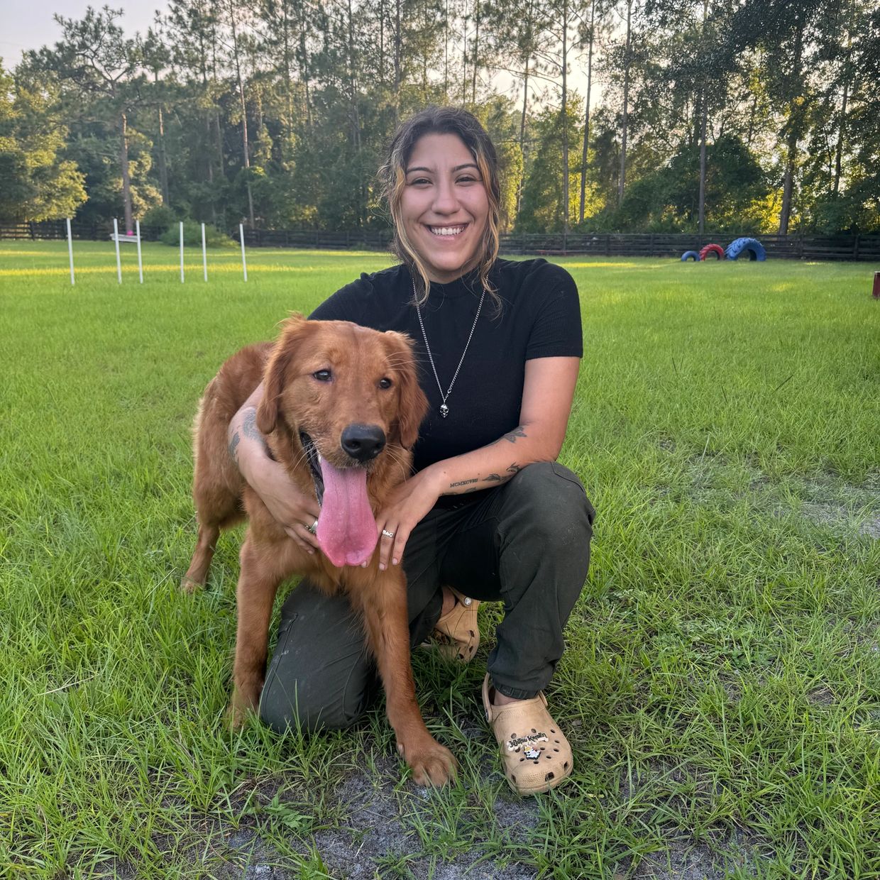 Trainer and dog 