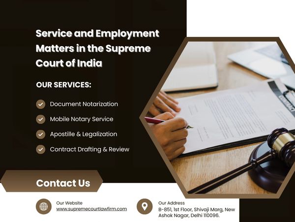 Legal services offered for Supreme Court employment matters including notarization and contract review.