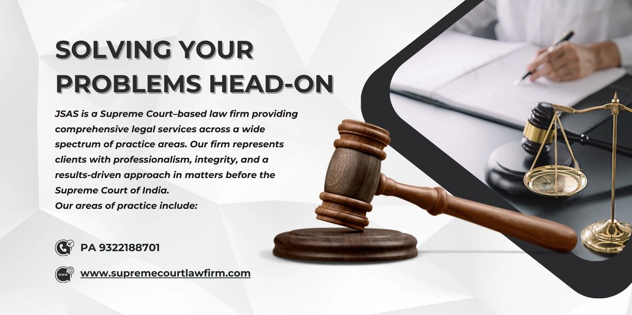 Law firm advertisement with a gavel, scales of justice, and contact information.