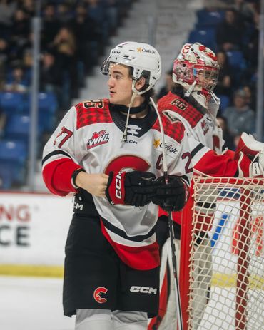 prince george cougars captain riley heidt skating in a WHL arena