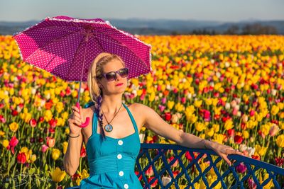 Tustin  portrait in park with wild tulips destinations