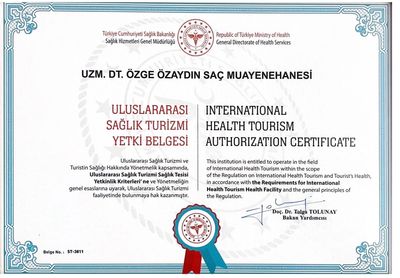 Özge Özaydın Health Tourism Certificate