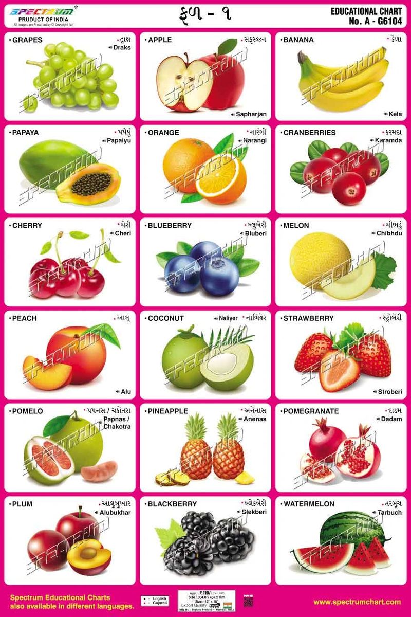 Chart Fruits-1 (Gujarati)