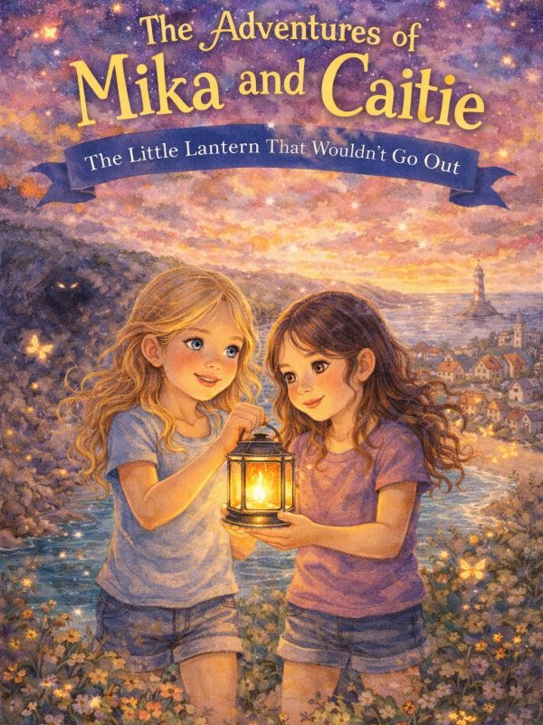 Two girls holding the bright lantern