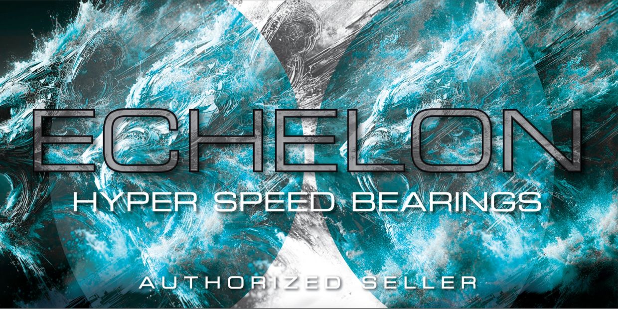 Echelon Hyper Speed Bearings promotional graphic with blue abstract background.