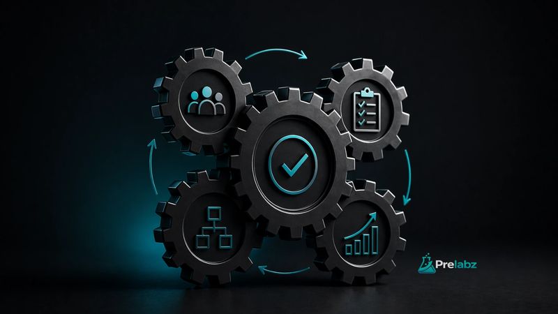 Prelabz execution system illustrating aligned operations and go to market processes for consistent startup performance