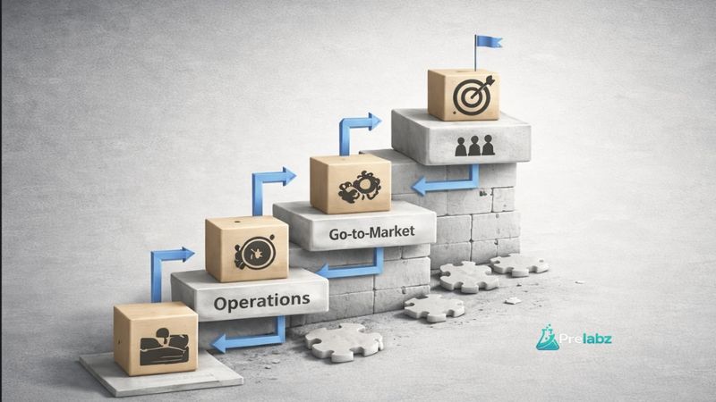 Prelabz startup structure system design showing how product operations and go to market align to build a scalable company