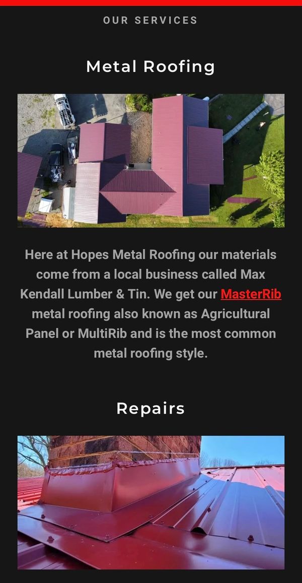 Hopes Metal Roof | Concord Va | Metal Roofing