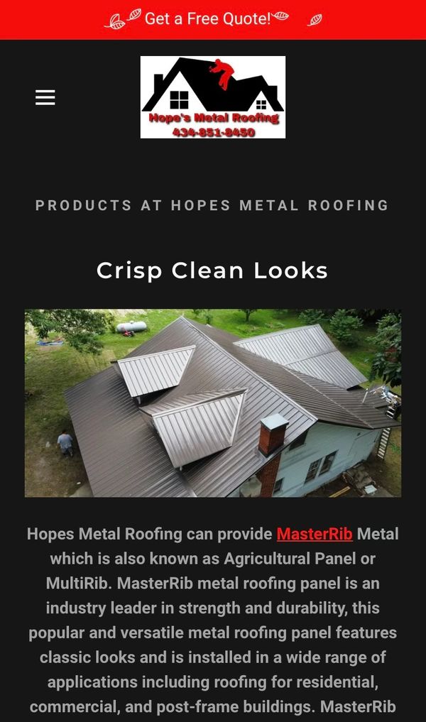 Hopes Metal Roof | Concord Va | Metal Roofing