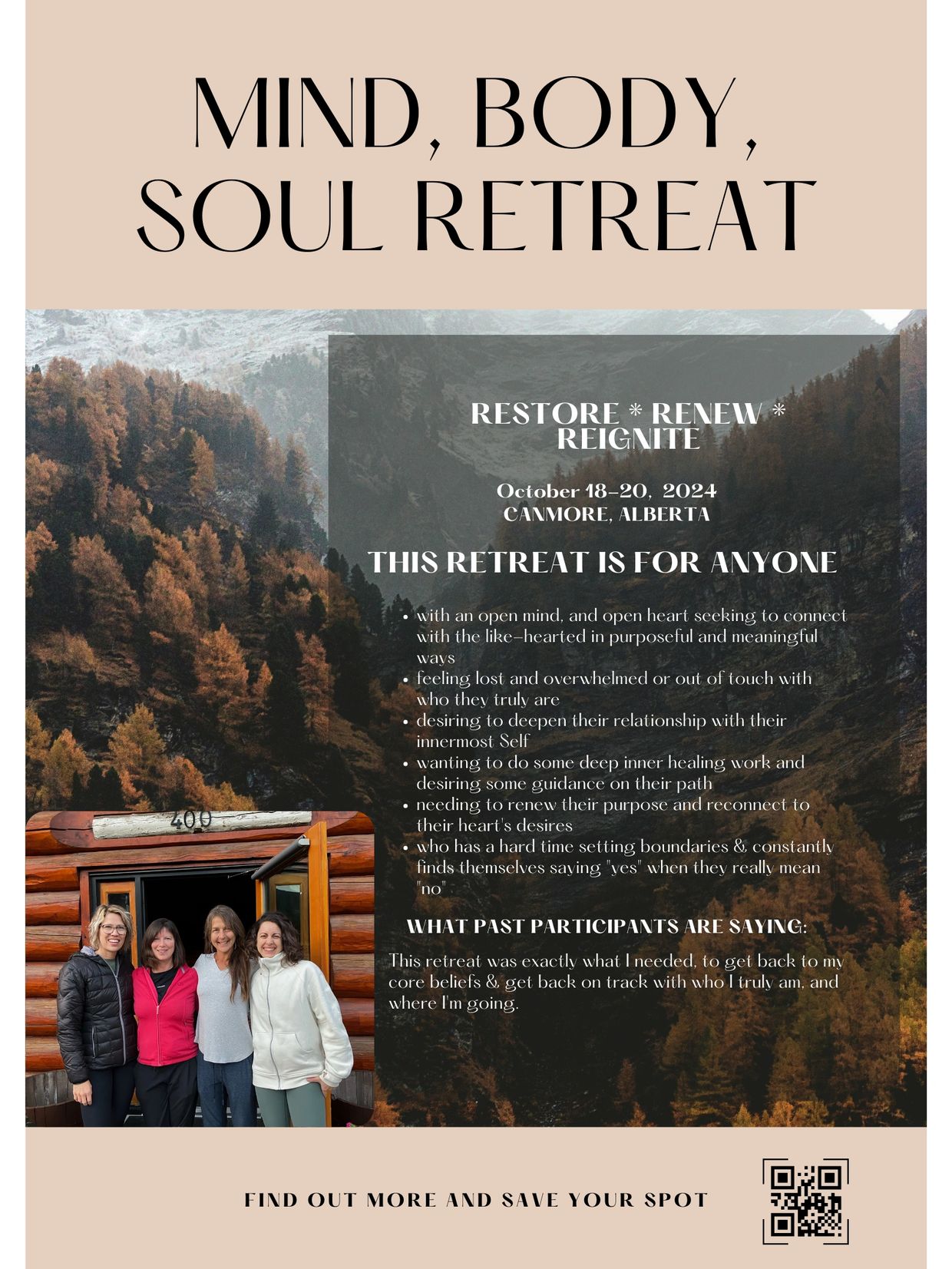 Mind, Body, Soul Retreat in Canmore AB