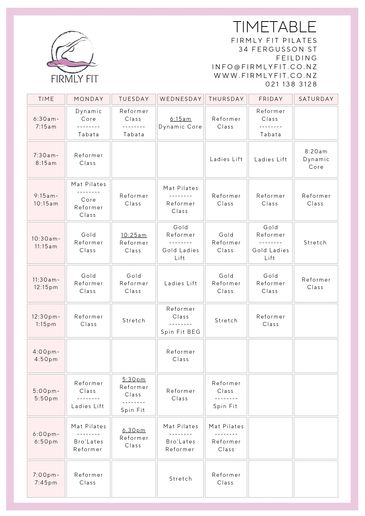 Reformer Pilates class at Firmly Fit Pilates, Feilding