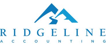 Ridgeline Accounting's logo featuring a blue mountain ridgeline above the company's name.  