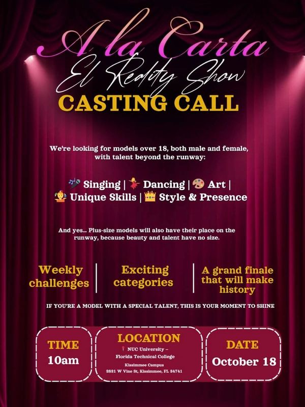  Fashion Week Florida announces A la Carta Fashion Show Model Casting Call Orlando 10/18/2025
