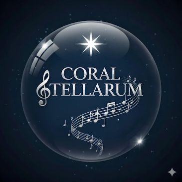 Logotipo musical de Coral Tellarum con notas y estrella.