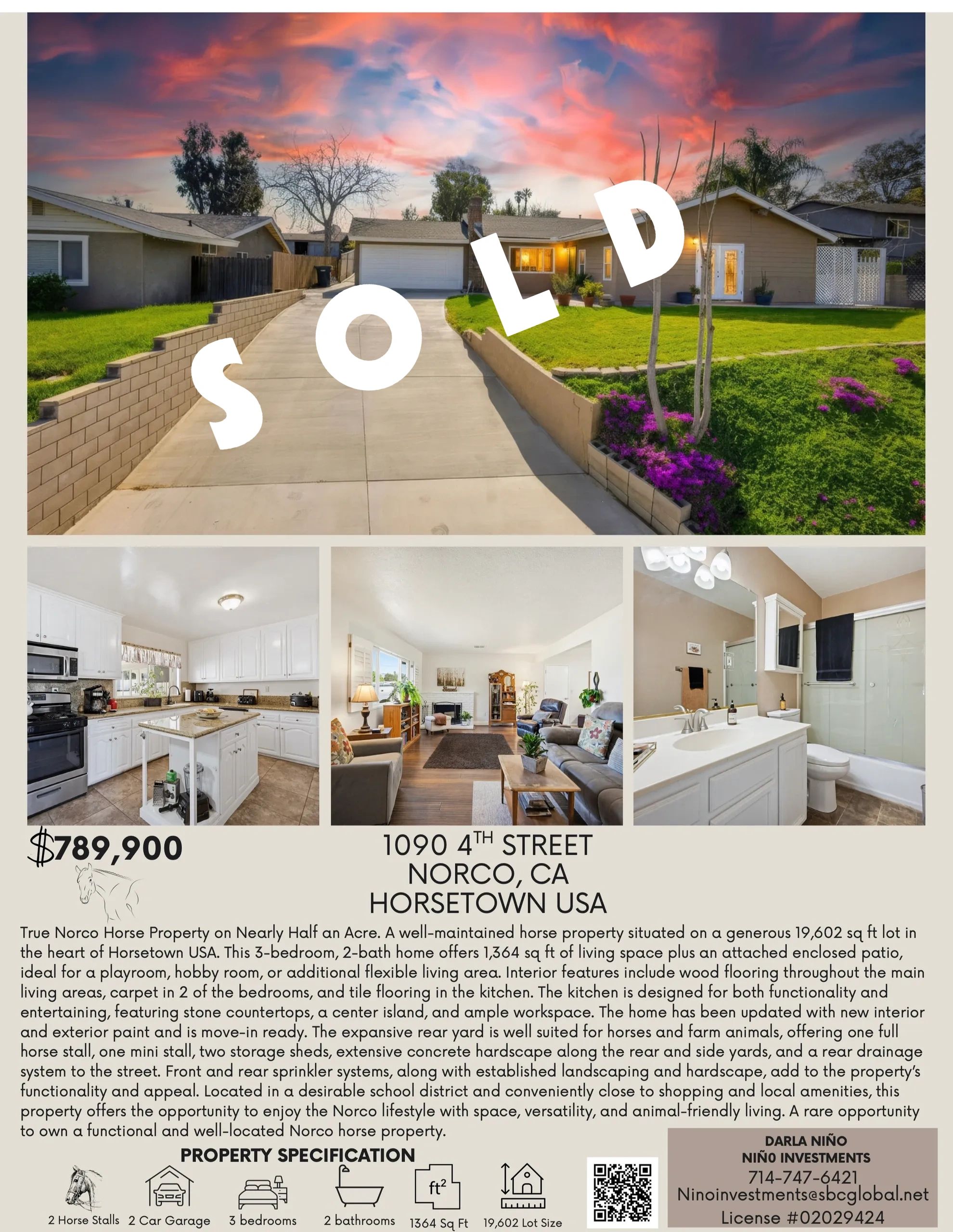 Well-maintained Norco horse property with spacious interior and large yard.